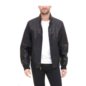 Real Cow Skin <b>Mens</b> <b>Leather</b> <b>Jackets</b> - Quilted Cafe Racer Zip Up Moto Style <b>Leather</b> <b>jacket</b> for <b>men</b> - Product Image 2
