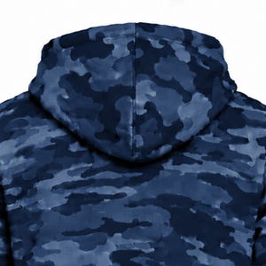 <b>Navy</b> Blue Camo Pullover Hoodie <b>Men</b> Custom Camouflage Printed Sweatshirt Kangaroo Pocket Drawstring Long Sleeve Casual Sportswear - Product Image 4
