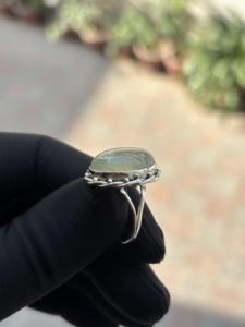 Natural Prehnite <b>Ring</b> <b>925</b> Sterling <b>Silver</b> Handmade Oval Shaped Boho Trendy Wedding Anniversary Jewelry Gift Her Semi Precious - Product Image 3
