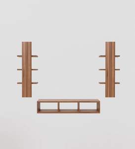 Meuble TV mural en bois pour décodeur et étagères à livres - Couleur : Marron - Product Image 2