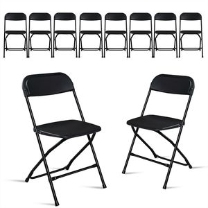 Chaise pliante classique en plastique, lot de 10, noire, moulée par injection, pour jardin - Product Image 6