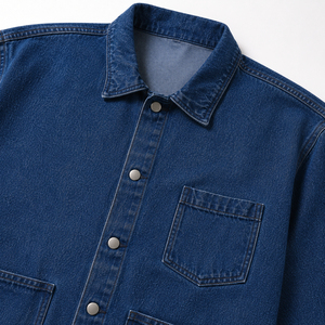 Nouvelle veste de travail en jean bleu foncé pour homme, sur mesure, style décontracté, en coton, streetwear, fabricant OEM ODM - Product Image 6
