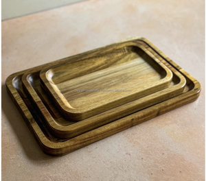 Nouveau dernier plateau de service en bois meilleure vente dessus de table décoratif indien traditionnel fait à la main - Product Image 1