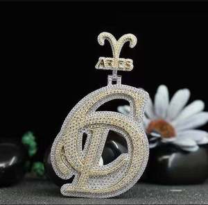 Collar de Lujo con Colgante del Signo Zodiacal Aries, Estilo Hip Hop, con Incrustaciones de Moissanita VVS, Aspecto de Diamante, Joyería Astrologica - Product Image 3