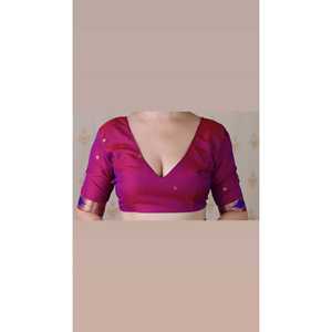 Sari en soie Paithani Bandhani violet tissé avec des fils Zari, élégant, robe de mariée, 650g - Product Image 1