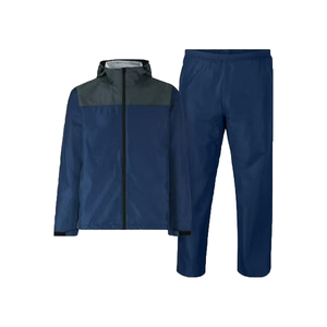 Ensemble imperméable homme bleu marine à manches longues en polyester, veste et pantalon coupe-vent, pour l'automne, logo et design personnalisés - Product Image 4
