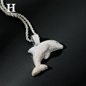 Collier pendentif dauphin personnalisé serti de diamants, bijoux hip-hop en diamants de laboratoire, fabricant OEM/ODM or 14K/18K - Product Image 1