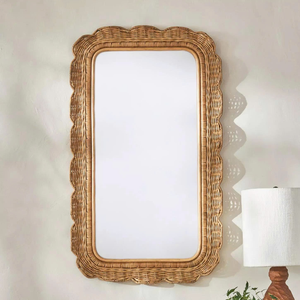 กระจกหวายดอกไม้ทำมือจากวัสดุธรรมชาติตกแต่งผนังในบ้าน - Product Image 1