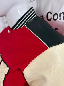 Custom Red Solid Woolen Stand Collar Varsity Jacket for Men Winter Single <b>Button</b> - Product Image 2