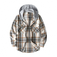 Veste en flanelle à capuche pour homme de haute qualité, coupe-vent, écologique, streetwear, épaisseur standard, fermeture éclair décontractée, motif à carreaux