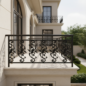 BM-99 Black Diamond Garde-corps de balcon et d'escalier en fonte robuste, finition gris sablé super poli, design moderne sans cadre - Product Image 1