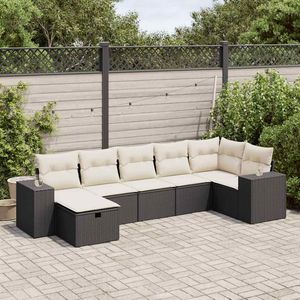 Grand ensemble de canapés de jardin modulaires en rotin PE noir, meubles d'extérieur modulaires élégants - Product Image 1