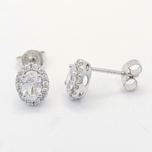 New Design Classic Oval Shape Rhodium Plated <b>Silver</b> Moissanite <b>Stud</b> 4 Layers Plated Gold Quality for Women's Anniversary - Product Image 1