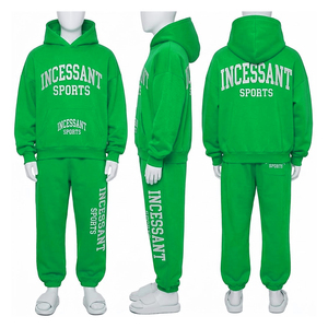 Wholesale Men's Activewear Tracksuit Regular Fit Hooded Printed Solid Custom Design <b>Leisurewear</b> Jogger Suit - Product Image 1