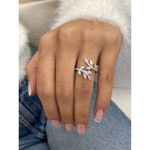 Pear & Round Cut Diamond Nature Inspired Branch Ring Solid Gold Open <b>Wrap</b> Ring Floral Leaf Engagement Ring Luxury <b>Bridal</b> Jewelry - Product Image 3