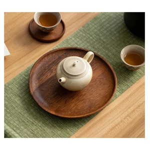 Petite assiette ronde en bois artisanale, plateau de service en gros pour baptême, anniversaire, restauration et décoration, design moderne. - Product Image 6