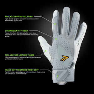 Gants de frappe de softball tendance pour adultes, blancs, bicolores, avec paume perforée, maille respirante, sangle réglable, fournisseur de logos personnalisés - Product Image 2