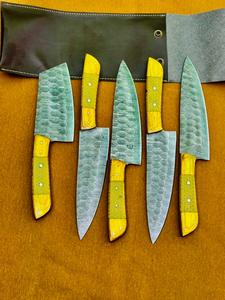 High Quality Durable Sustainable <b>Sharp</b> Damascus Steel Ambidextrous Chef <b>Knife</b> <b>Set</b> 67-Layer Blade Design Five-Piece Handmade - Product Image 2
