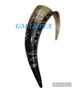 Cuerno para beber vikingo de ágata genuina seguro para los alimentos con soporte de cuero estilo Animal náutico para boda hogar Hotel - Product Image 2