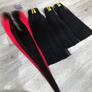 ผมตรงกระดูกธรรมชาติสีไฮไลต์สีชมพูสำหรับต่อผมมนุษย์เวียดนามผมต่อแบบดึงสองชั้น - Product Image 4