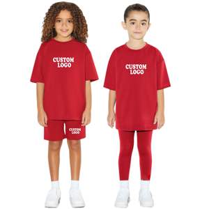 Nouvelle Collection 2026 : Ensemble 2 Pièces T-shirt et Short de Cyclisme pour Enfants – Vêtements d'Été en Coton à Prix d'Usine - Product Image 1