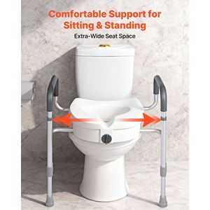 Sedile WC Rialzato Regolabile con Altezza di Sollevamento di 5 Pollici, Capacità di 350 Libbre, Braccioli Più Larghi per Attrezzature di Sicurezza in Bagno - Product Image 6