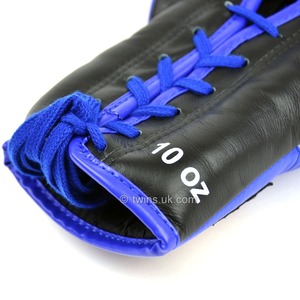 Guantes de Boxeo Gemelos Azules y Negros de Alta Calidad, 100% Cuero Genuino, Equipo de Entrenamiento, Sparring, MMA, Kickboxing - Product Image 5