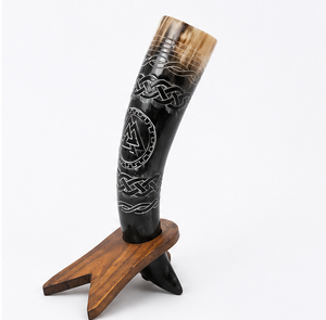 Sculpture décorative artisanale en corne de buffle naturelle avec support en bois massif, décoration d'intérieur artisanale, cadeau de collection - Product Image 5
