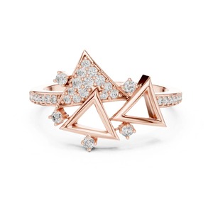 Bague de fiançailles en moissanite à coupe ronde géométrique triangulaire, bijoux fins pour mariage, bague de soirée pour femme, design unique - Product Image 5