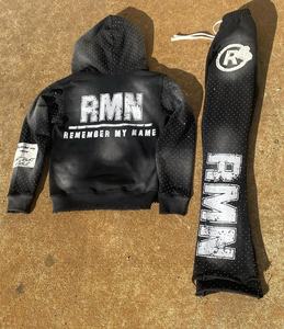 Streetwear personnalisé délavé au soleil patch de broderie en détresse lavage à l'acide pantalon vintage french terry strass pantalon de survêtement évasé hommes - Product Image 4