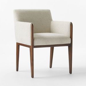 Modern Upholstered <b>Dining</b> <b>Chair</b> With Wood Legs Fabric Seat Midcentury Design Style For Home And Hotels - Product Image 1