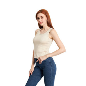 Débardeur court tricoté ajusté pour femme avec logo personnalisé, décontracté, uni, séchage rapide, respirant, pour l'entraînement, tailles OEM - Product Image 5