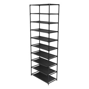 Scarpiera a 10 livelli impilabile con struttura in acciaio inossidabile, scaffali salvaspazio, mobiletto scarpiera stile rustico per 50 paia di scarpe - Product Image 3