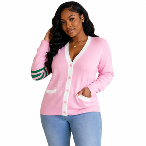 HMR Sisterhood Sorority – Manteau d'hiver uni, écologique, vintage, léger, en acrylique brodé, avec fermeture à bouton unique - Product Image 1