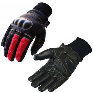 Gants de course en cuir à doigts entiers avec fermeture auto-agrippante, antidérapants, unisexes, pour la conduite en extérieur - Product Image 1