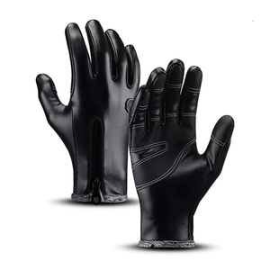 Leather <b>Gloves</b> Wrist Length Plain Style Unlined Thermal Winter Daily Use Solid Color High Quality - Product Image 4