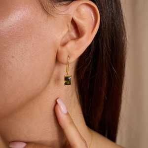 Pendientes de Peridoto en Plata de Ley 925 con Baño de Oro de 14K, Joyería de Piedra de Nacimiento de Agosto para Mujer, Regalo al por Mayor - Product Image 2