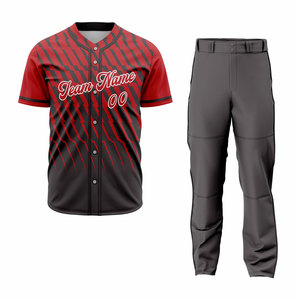 Uniforme de Béisbol con Impresión Digital Personalizada, Jersey Rojo y Negro para Hombre, Manga Corta, Transpirable, de Secado Rápido, Poliéster, Nombre del Equipo 00 Frontal - Product Image 1