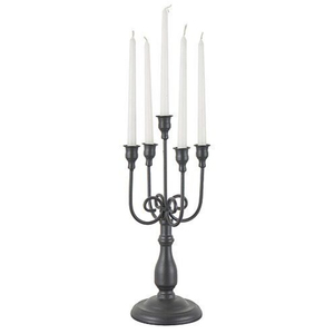 Vintage Antique Silver Finish Cast Brass 5-Arm <b>Candelabra</b> Decorative Metal Wedding Table Centerpiece Elegant Home Candle Holder - Product Image 2
