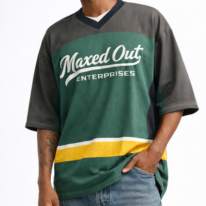 Camiseta de Fútbol Americano Oversize para Hombre, Mezcla de Algodón, Estilo Urbano con Bloques de Color, Estampado Gráfico, Personalizada, OEM, Marca Privada, Venta al por Mayor, Hecho en EE. UU. - Product Image 1