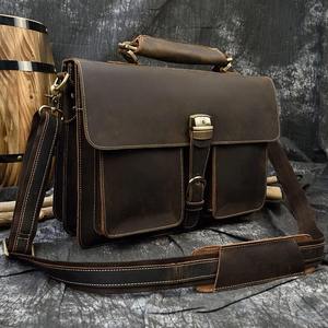 Bolso Bandolera de Cuero Vintage para Hombre, Maletín para Portátil de 16 Pulgadas, Bolso Grande para Trabajo, Bolso de Mano para Computadora, Bolso de Hombro con Solapa, Regalo de Oficina - Product Image 3