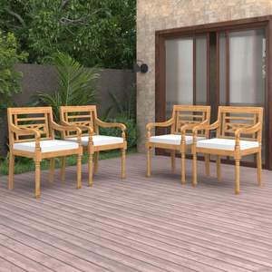 Set di 4 Sedie da Giardino in Teak Sabbiato Bianco Caldo, Materiale in Legno Duro - Product Image 1