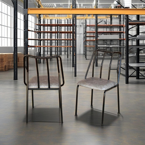 Industrial Metal Chair Slatted <b>Backrest</b> Design - Product Image 1