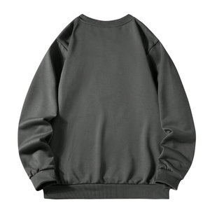 เสื้อสเวตเชิ้ตคอกลมสีเทาเข้มทรงโอเวอร์ไซส์ แขนยาว สวมใส่สบาย ขอบแขนและชายเสื้อแบบริบ ผ้าเนื้อนุ่ม ใส่ได้ทุกวัน - Product Image 2