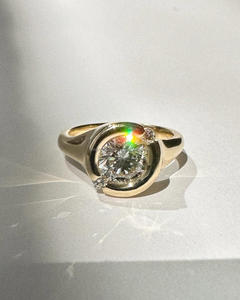 Igi/gia แล็บตัดเพชรวินเทจ14K สีเหลืองแหวนแต่งงาน/งานหมั้นใส่ได้ทั้งชายและหญิงสีขาวทองคุณภาพดีสำหรับงานปาร์ตี้ครบรอบ-คุ้มค่า - Product Image 1