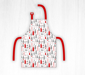 Christmas Printed 100% Cotton Anti- <b>Apron</b> with Red Green Tree Pattern Washable for <b>Kitchen</b> Hotel & Restaurant Use - Product Image 5