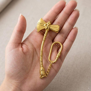 พวงกุญแจขวานทองเหลืองทำมือ พวงกุญแจขวานไวกิ้ง วินเทจ นักรบ - Product Image 1