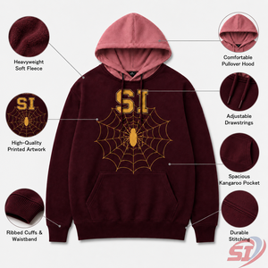 Sweat à capuche streetwear personnalisé motif araignée, coupe oversize, en molleton épais, impression graphique, marque privée, fournisseur OEM en gros - Product Image 4