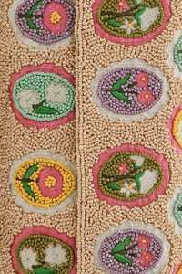 Sac à main en tissu brodé à la main avec perles de verre, rayures roses et motif floral citron, forme rectangulaire, idéal pour les soirées - Product Image 5