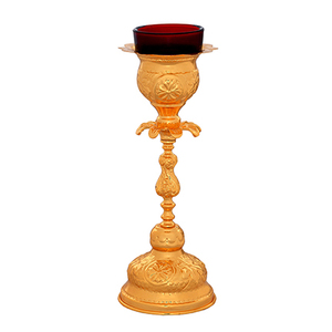 Orthodox Vigil Oil <b>Candle</b> with <b>Red</b> Colour T Light | Brass Church Sanctuary Lamp – Export Corporation - Product Image 1